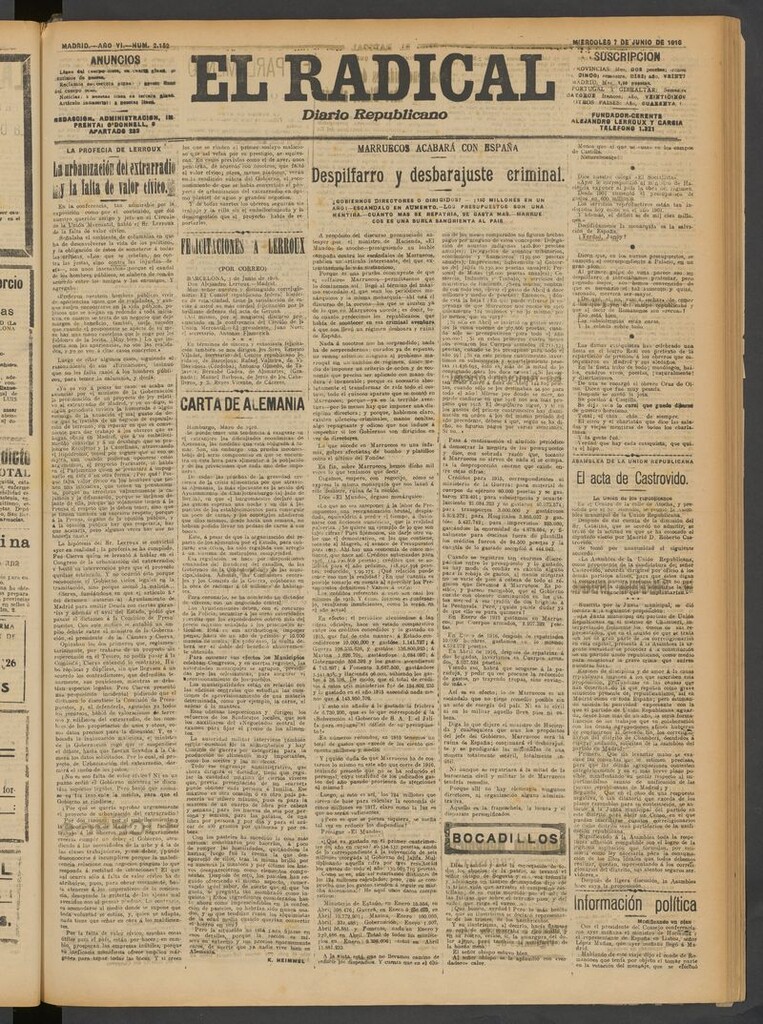 Miniatura de El Radical: diario republicano del 7 de junio de 1916