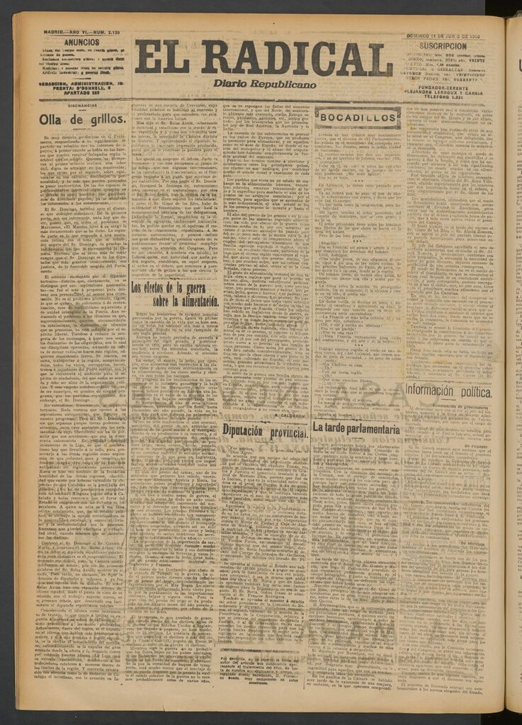 Miniatura de El Radical: diario republicano del 11 de junio de 1916