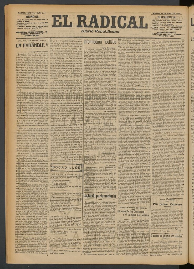 Miniatura de El Radical: diario republicano del 13 de junio de 1916