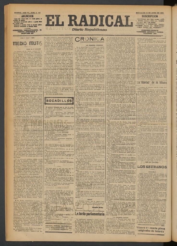 Miniatura de El Radical: diario republicano del 14 de junio de 1916
