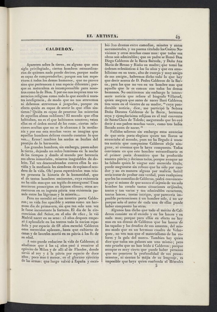 Miniatura de El artista: periódico semanal de artes, literatura, historia de 1835, tomo I, nº 5