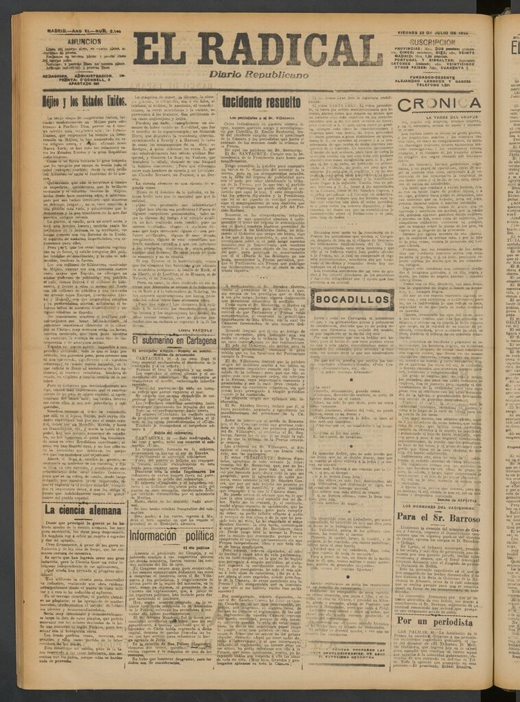 Miniatura de El Radical: diario republicano del 23 de junio de 1916