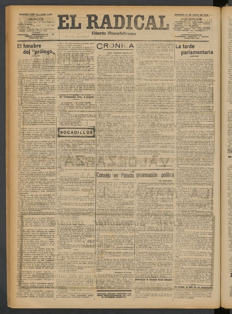Miniatura de El Radical: diario republicano del 25 de junio de 1916