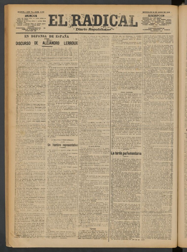 Miniatura de El Radical: diario republicano del 28 de junio de 1916