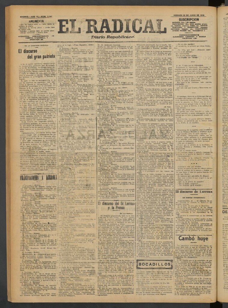 Miniatura de El Radical: diario republicano del 30 de junio de 1916