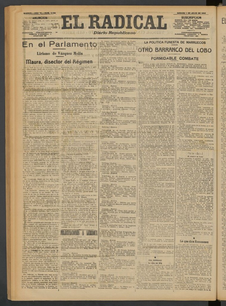Miniatura de El Radical: diario republicano del 1 de julio de 1916
