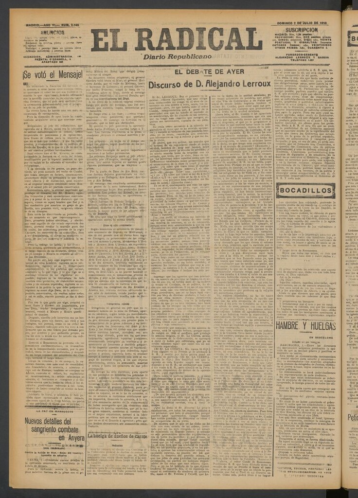 Miniatura de El Radical: diario republicano del 2 de julio de 1916