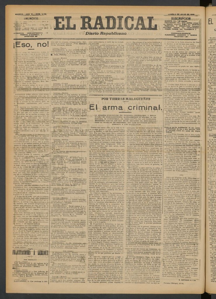 Miniatura de El Radical: diario republicano del 3 de julio de 1916