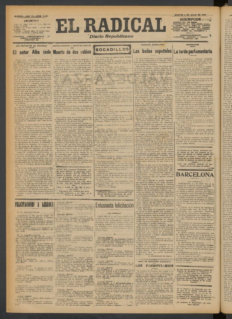 Miniatura de El Radical: diario republicano del 4 de julio de 1916
