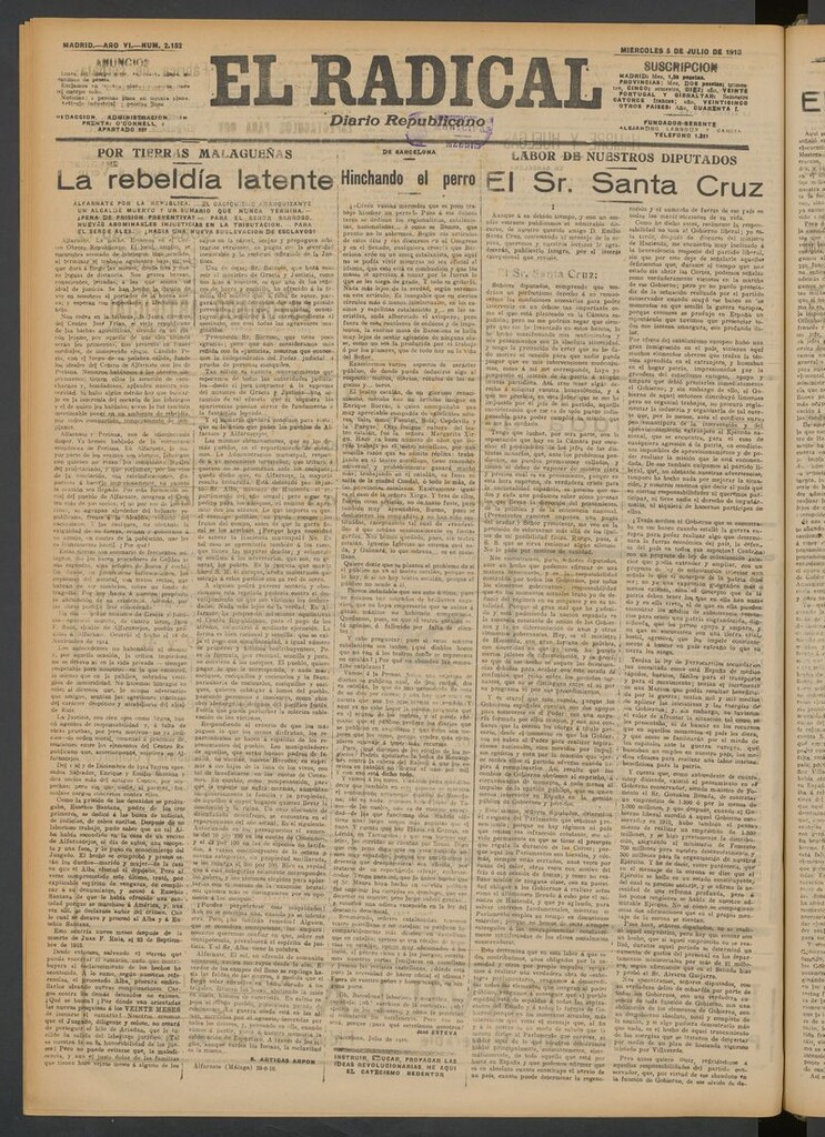 Miniatura de El Radical: diario republicano del 5 de julio de 1916