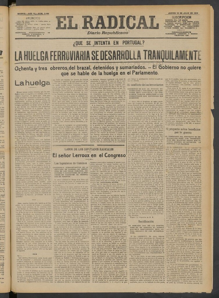 Miniatura de El Radical: diario republicano del 13 de julio de 1916