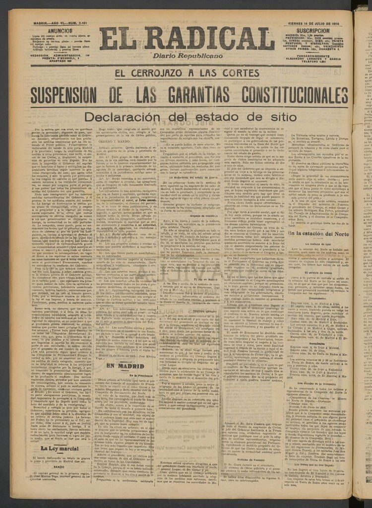 Miniatura de El Radical: diario republicano del 14 de julio de 1916