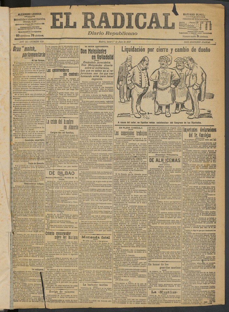 Miniatura de El Radical: diario republicano del 1 de julio de 1912