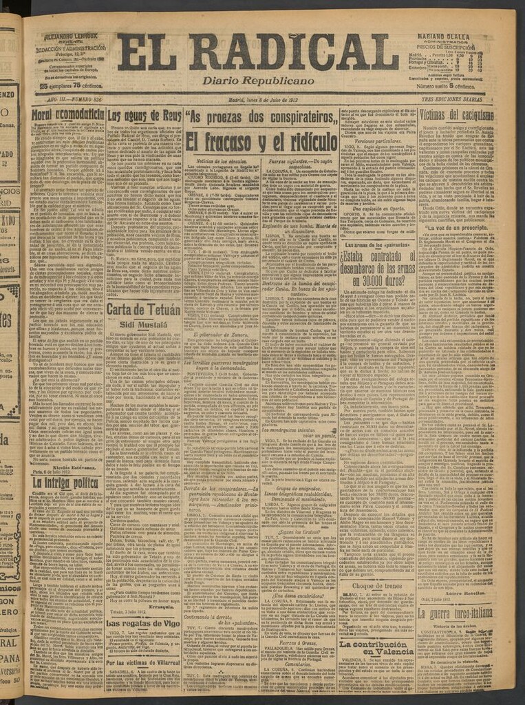 Miniatura de El Radical: diario republicano del 8 de julio de 1912