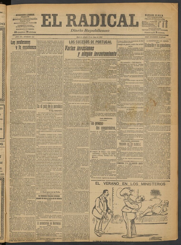 Miniatura de El Radical: diario republicano del 13 de julio de 1912