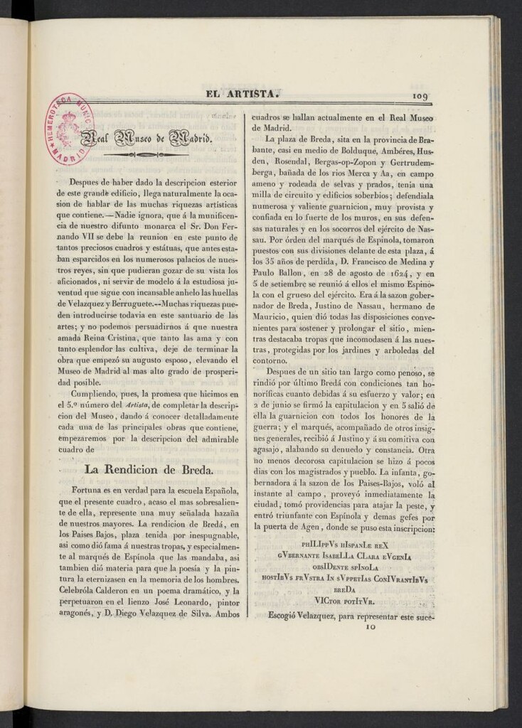 Miniatura de El artista: periódico semanal de artes, literatura, historia de 1835, tomo I, nº 10