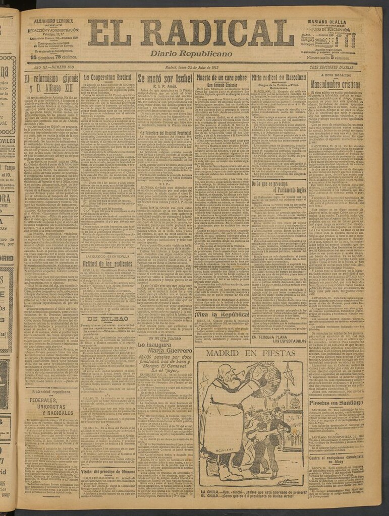 Miniatura de El Radical: diario republicano del 22 de julio de 1912