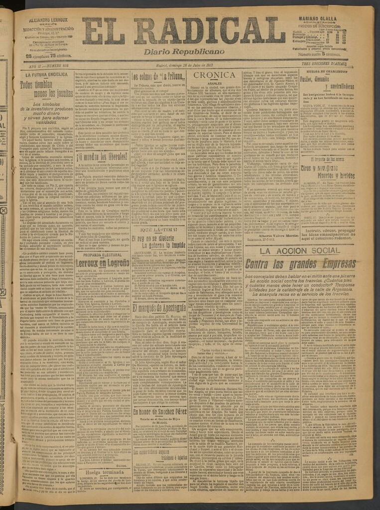 Miniatura de El Radical: diario republicano del 28 de julio de 1912
