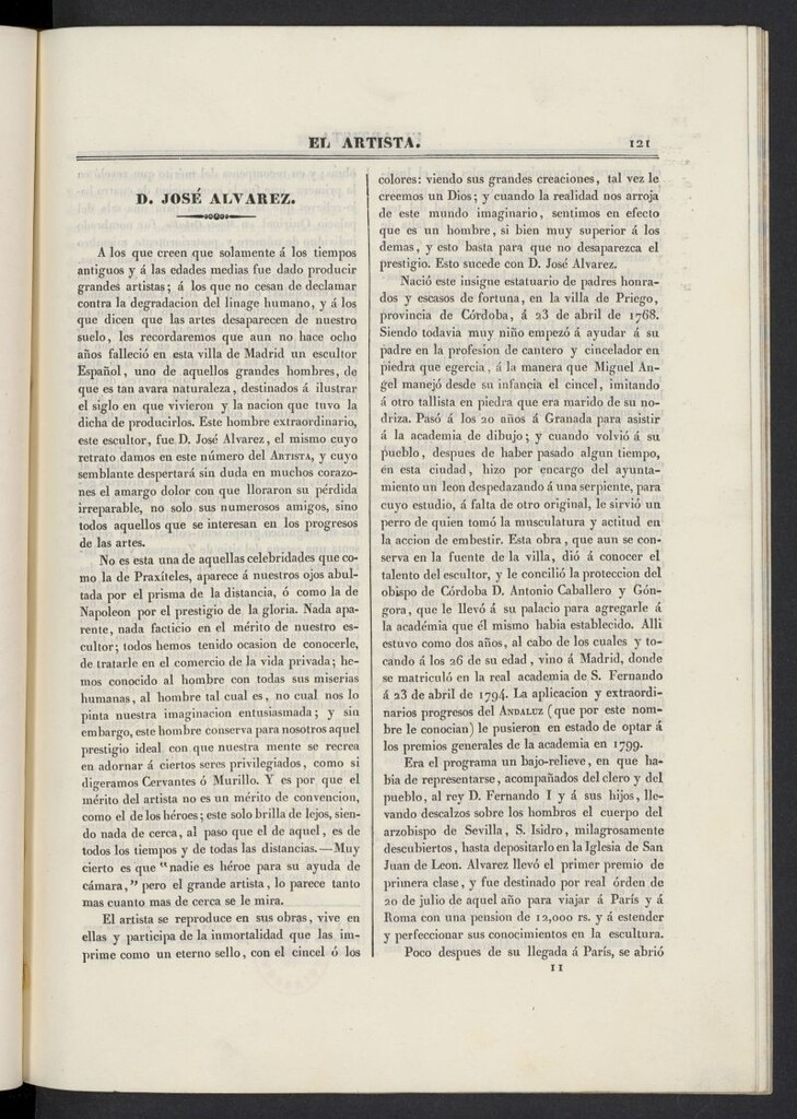 Miniatura de El artista: periódico semanal de artes, literatura, historia de 1835, tomo I, nº 11