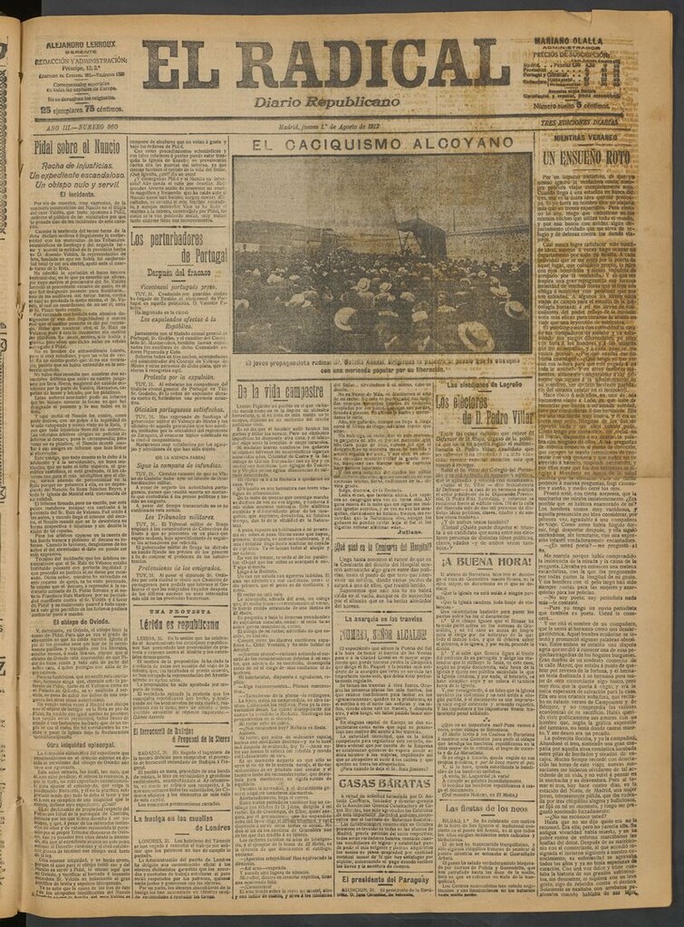 Miniatura de El Radical: diario republicano del 1 de agosto de 1912