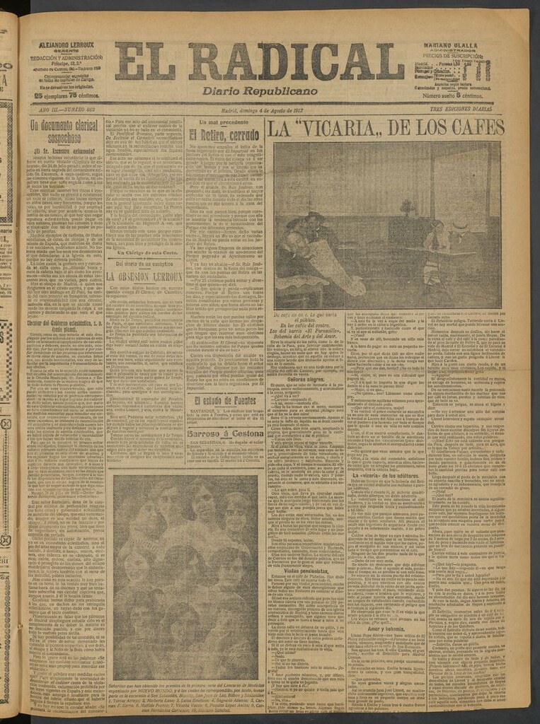 Miniatura de El Radical: diario republicano del 4 de agosto de 1912