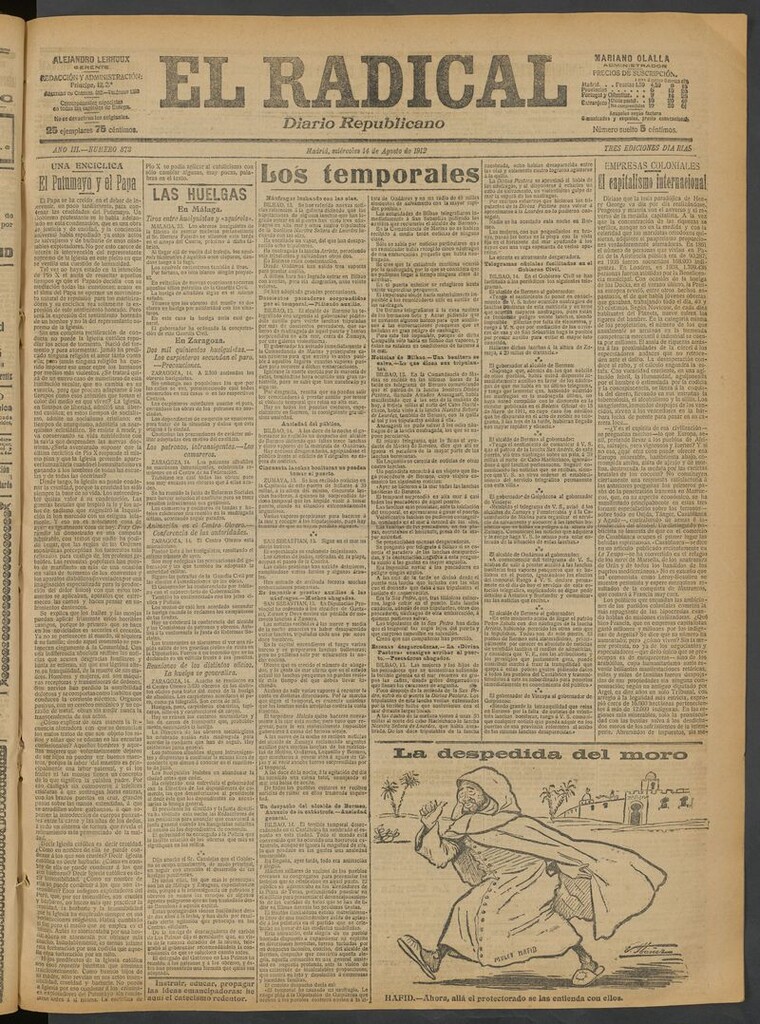 Miniatura de El Radical: diario republicano del 14 de agosto de 1912