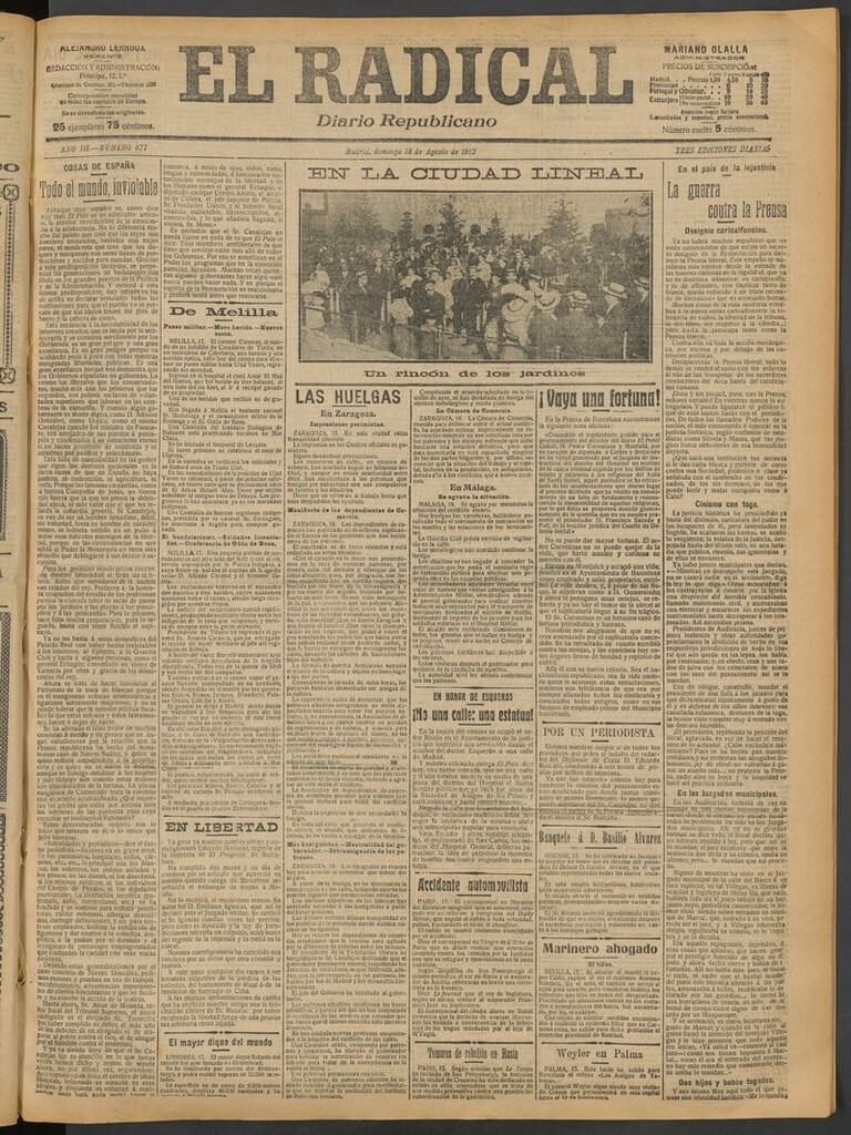 Miniatura de El Radical: diario republicano del 18 de agosto de 1912