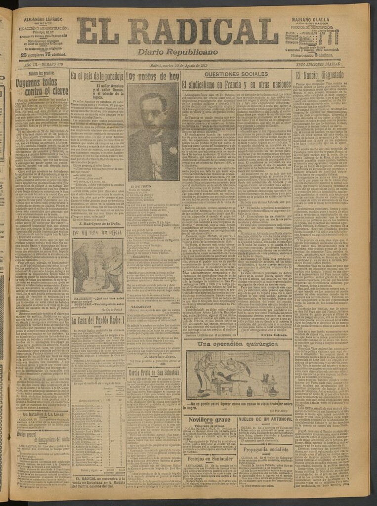 Miniatura de El Radical: diario republicano del 20 de agosto de 1912