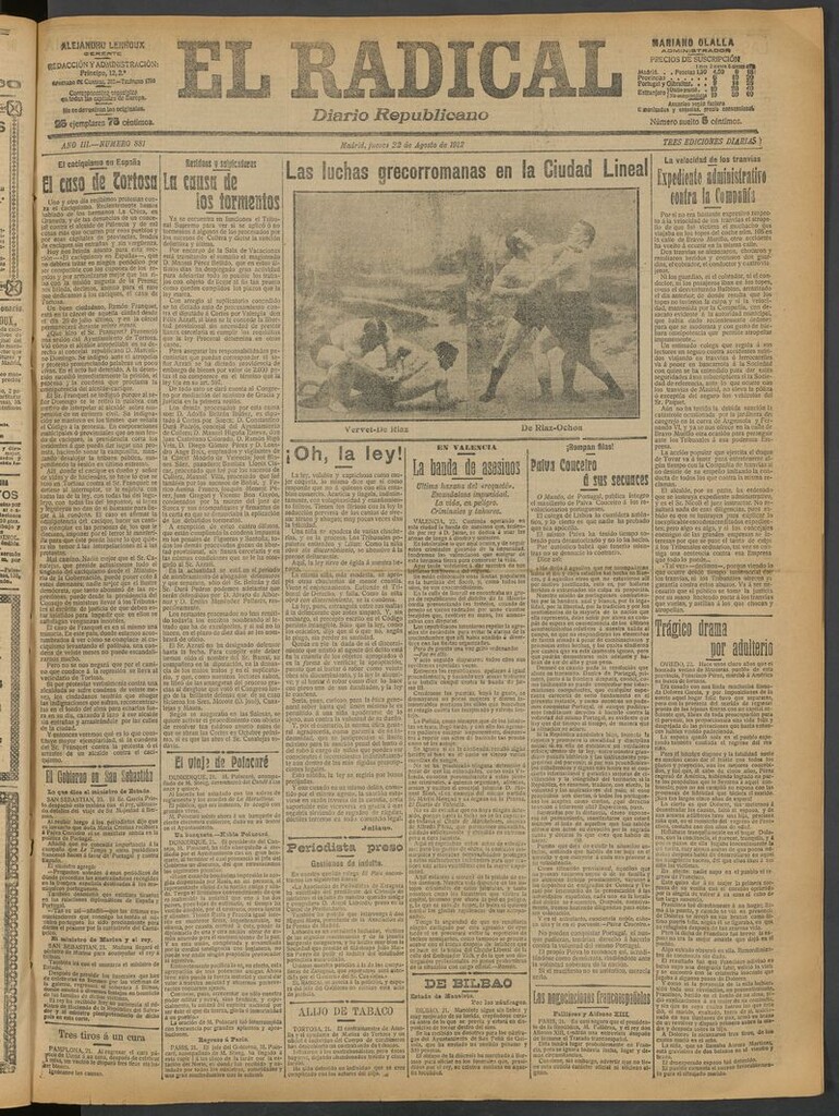 Miniatura de El Radical: diario republicano del 22 de agosto de 1912