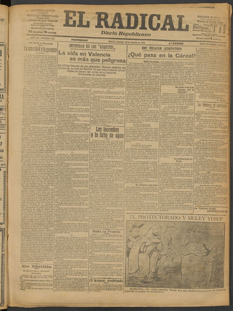 Miniatura de El Radical: diario republicano del 25 de agosto de 1912