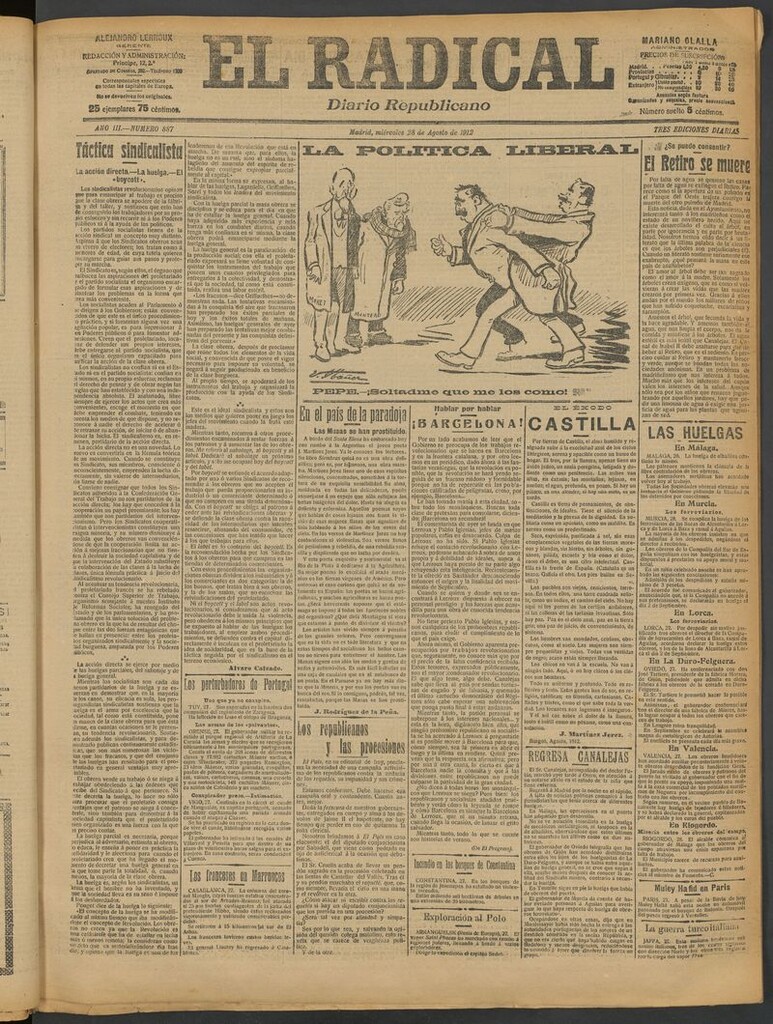 Miniatura de El Radical: diario republicano del 28 de agosto de 1912