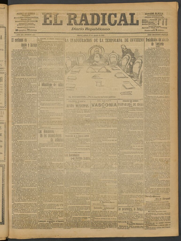 Miniatura de El Radical: diario republicano del 31 de agosto de 1912