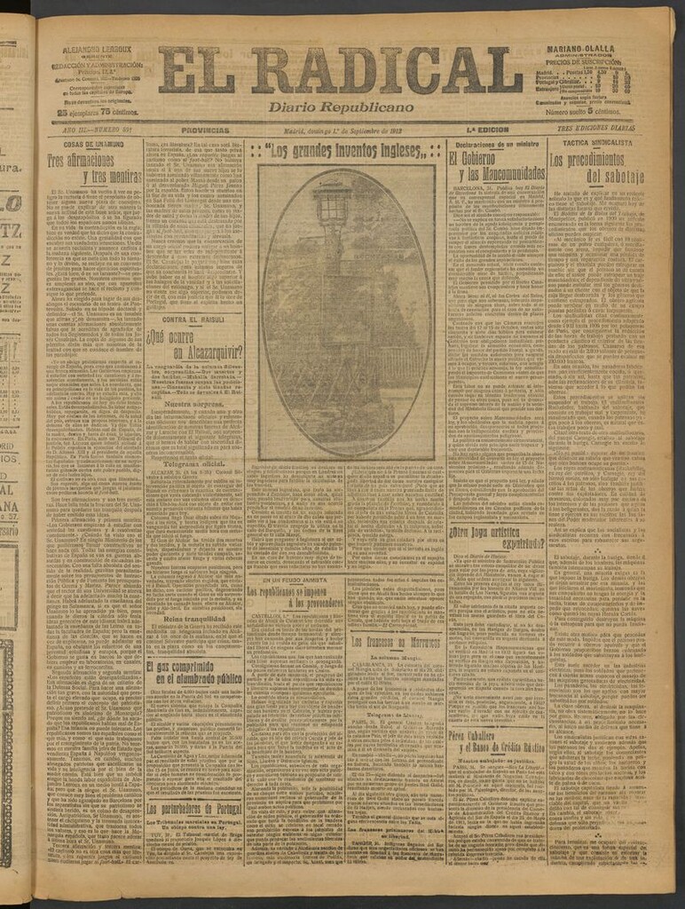 Miniatura de El Radical: diario republicano del 1 de septiembre de 1912