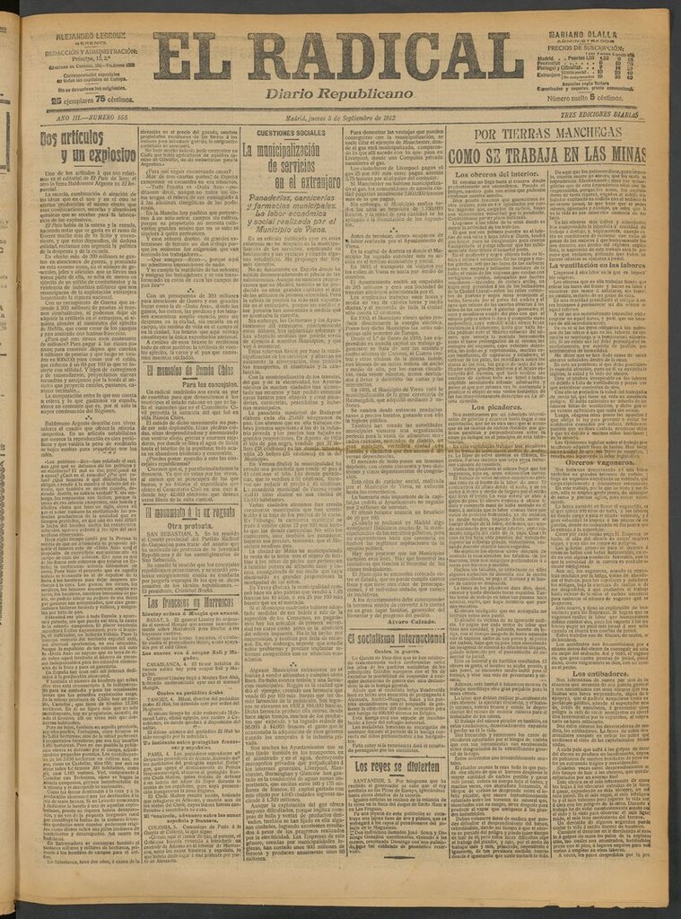 Miniatura de El Radical: diario republicano del 5 de septiembre de 1912