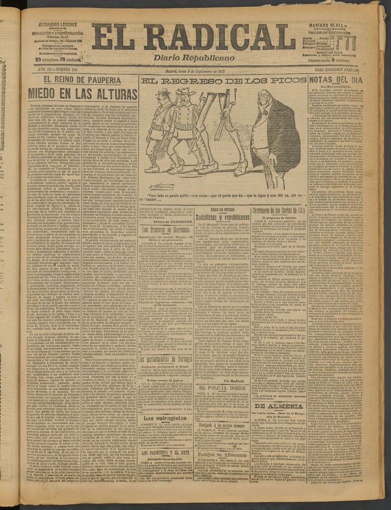 Miniatura de El Radical: diario republicano del 9 de septiembre de 1912