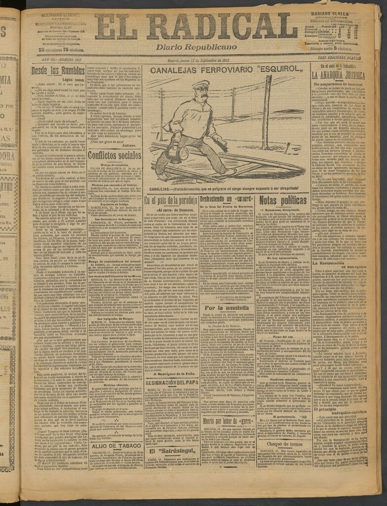 Miniatura de El Radical: diario republicano del 12 de septiembre de 1912