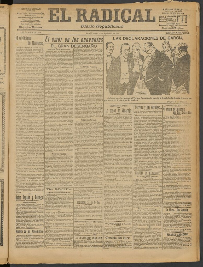 Miniatura de El Radical: diario republicano del 14 de septiembre de 1912