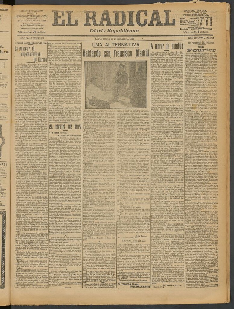 Miniatura de El Radical: diario republicano del 15 de septiembre de 1912