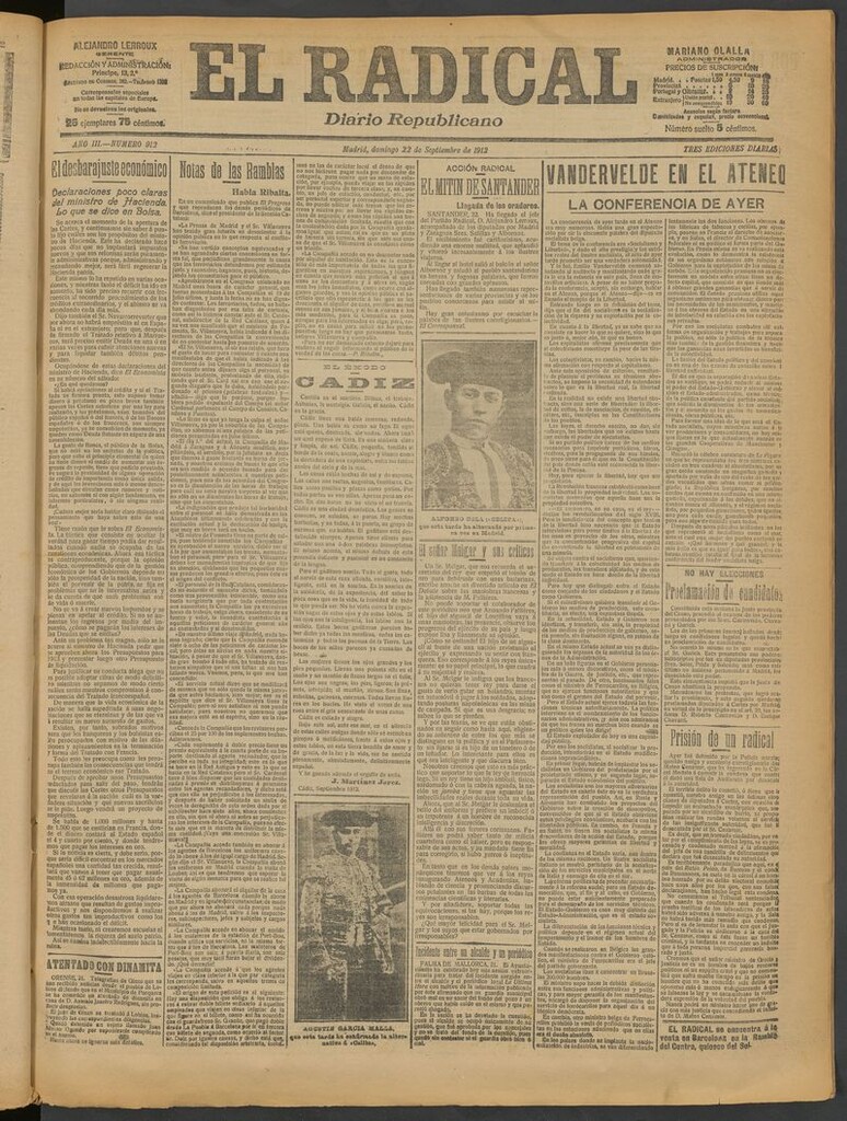 Miniatura de El Radical: diario republicano del 22 de septiembre de 1912