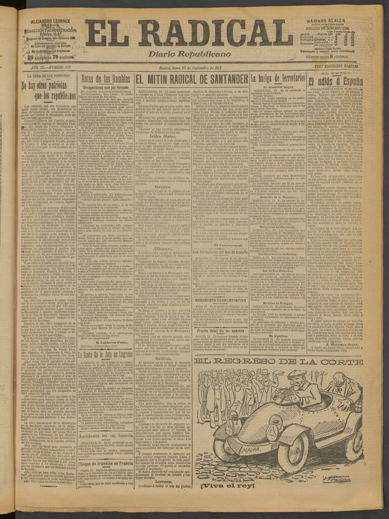 Miniatura de El Radical: diario republicano del 23 de septiembre de 1912
