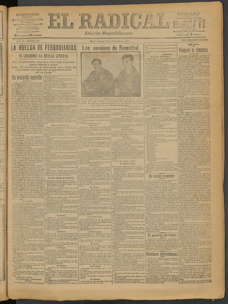 Miniatura de El Radical: diario republicano del 29 de septiembre de 1912