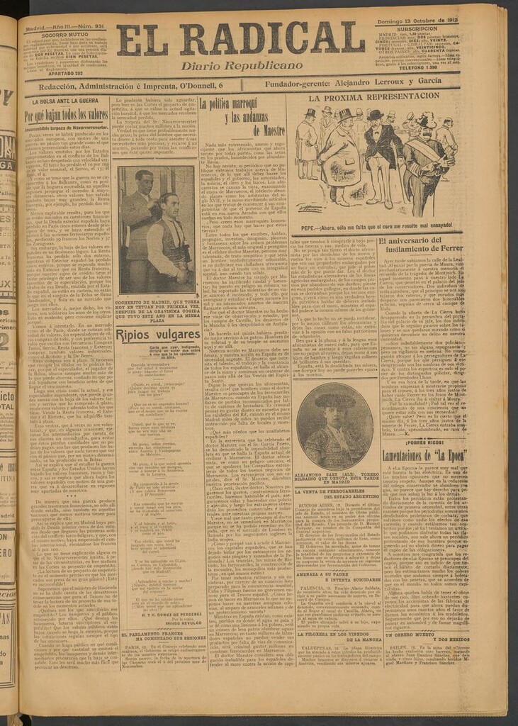 Miniatura de El Radical: diario republicano del 13 de octubre de 1912