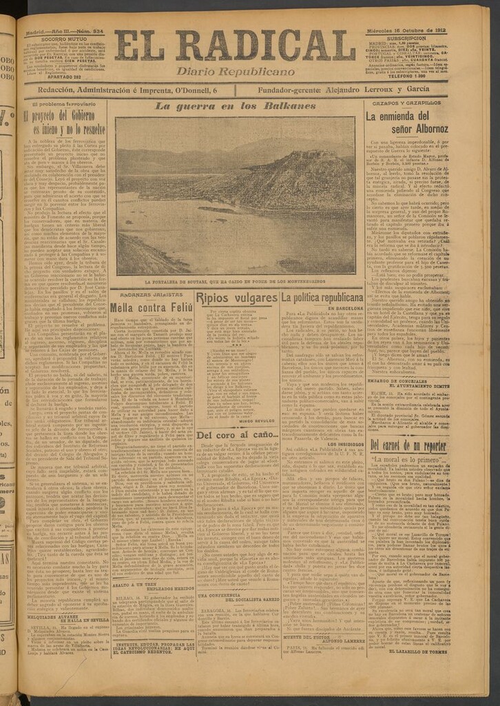 Miniatura de El Radical: diario republicano del 16 de octubre de 1912