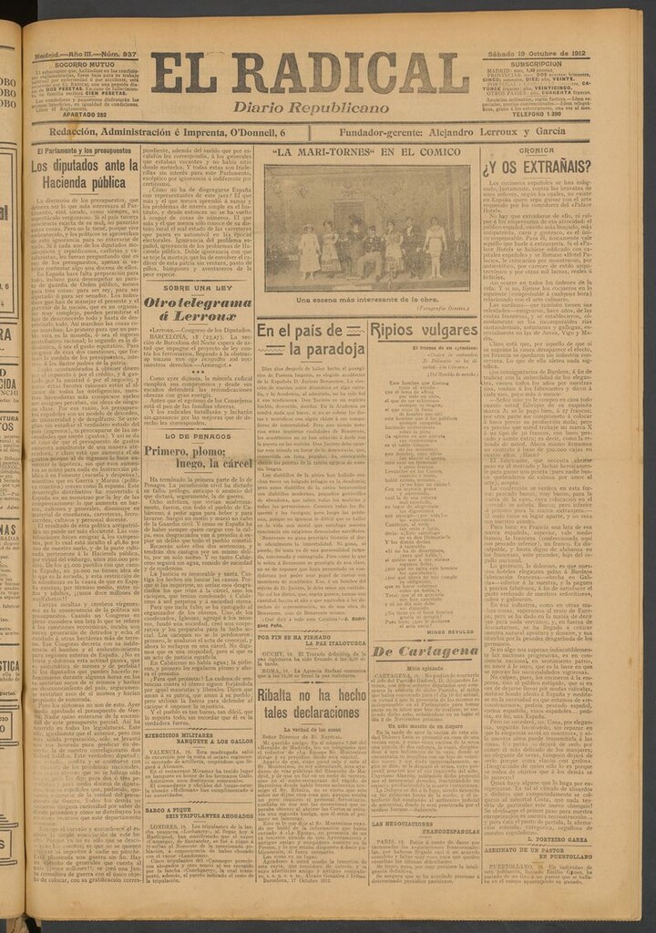 Miniatura de El Radical: diario republicano del 19 de octubre de 1912