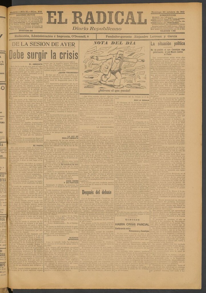 Miniatura de El Radical: diario republicano del 20 de octubre de 1912