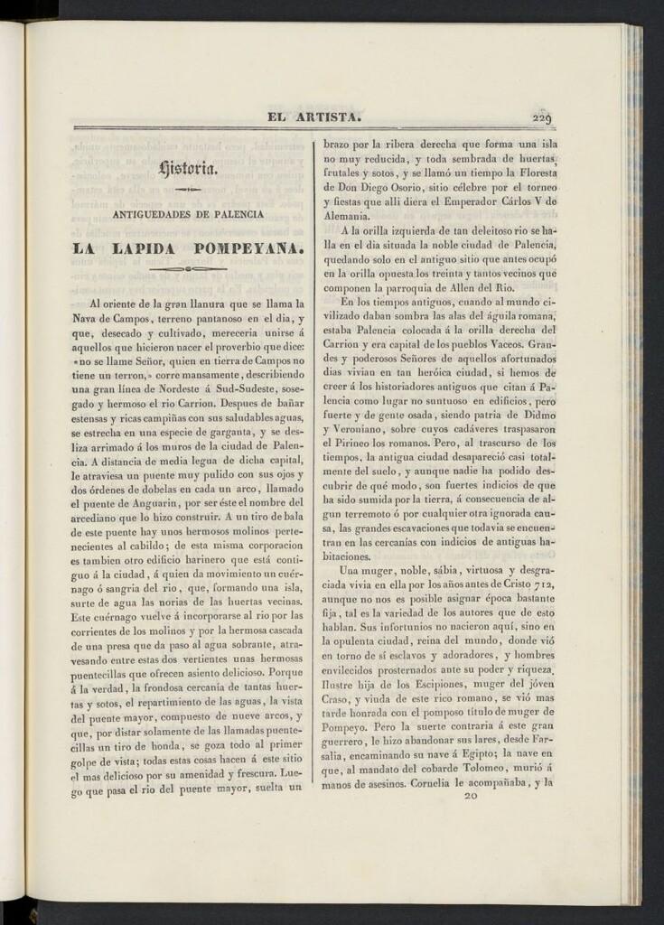 Miniatura de El artista: periódico semanal de artes, literatura, historia de 1835, tomo I, nº 20