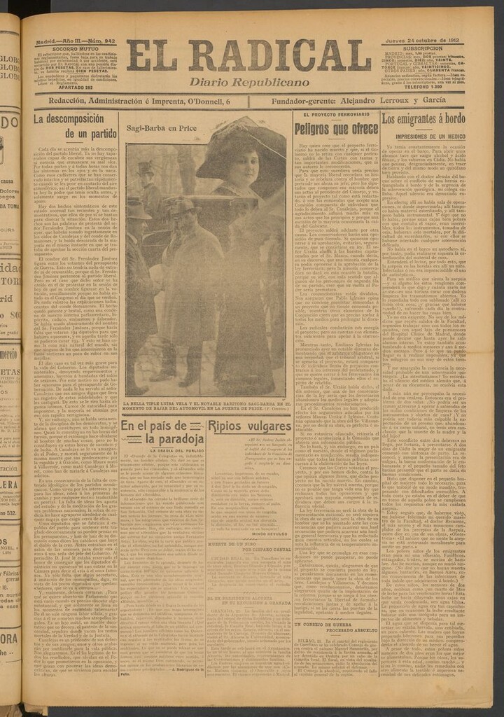 Miniatura de El Radical: diario republicano del 24 de octubre de 1912