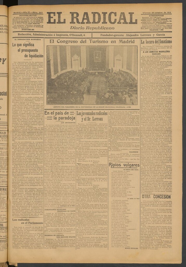 Miniatura de El Radical: diario republicano del 25 de octubre de 1912