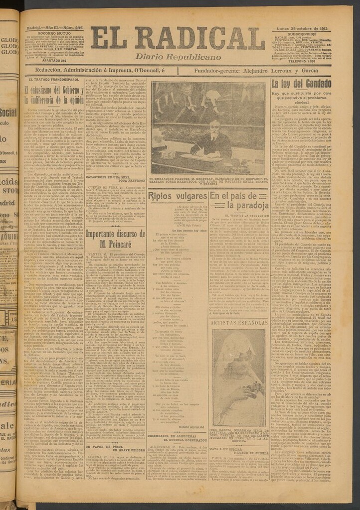 Miniatura de El Radical: diario republicano del 28 de octubre de 1912