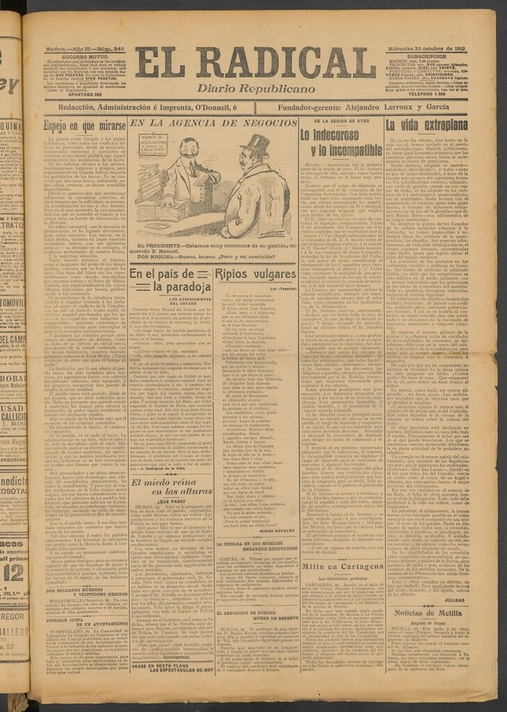 Miniatura de El Radical: diario republicano del 30 de octubre de 1912